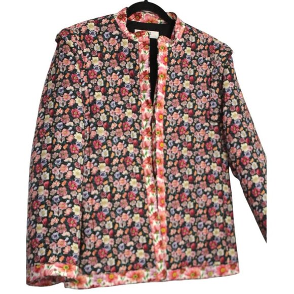 Sea New York Leslie Quilted Floral Cotton Jacket Pink Black Size Small - Picture 5 of 16